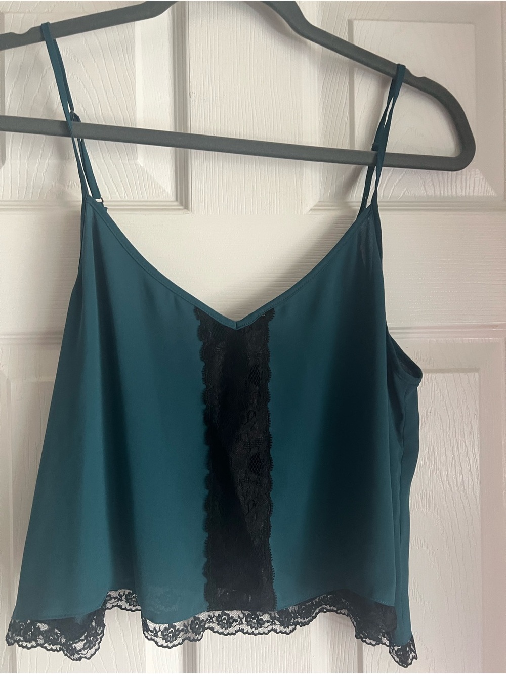 Teal Lace-Trim Camisole Top